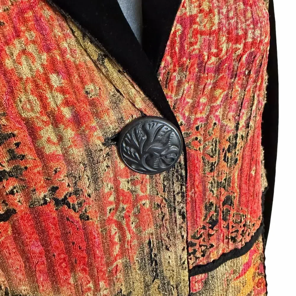 Vtg 90s Coldwater Creek Velvet Patchwork Skirt Suit Set Lace Art To Wear S PM